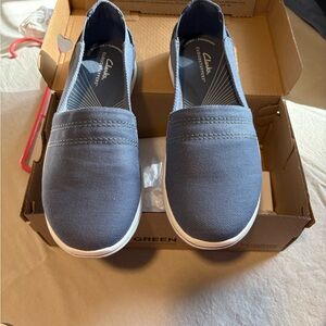Clarks Blue Loafers Slip-Ons with Cushioned Insoles